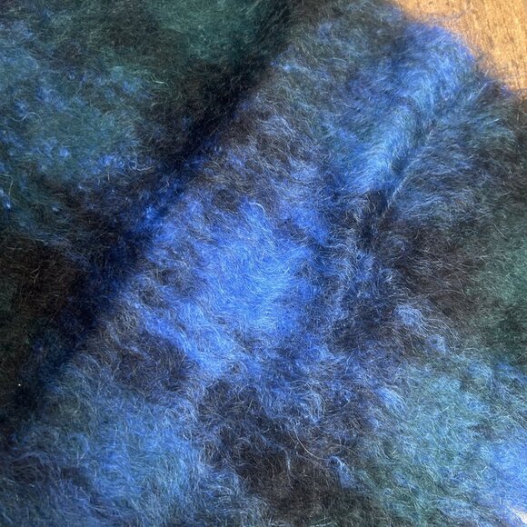 Andrew Steward Black Watch Plaid Scottish Mohair Rectangular Scarf With Fringe - Picture 4 of 6